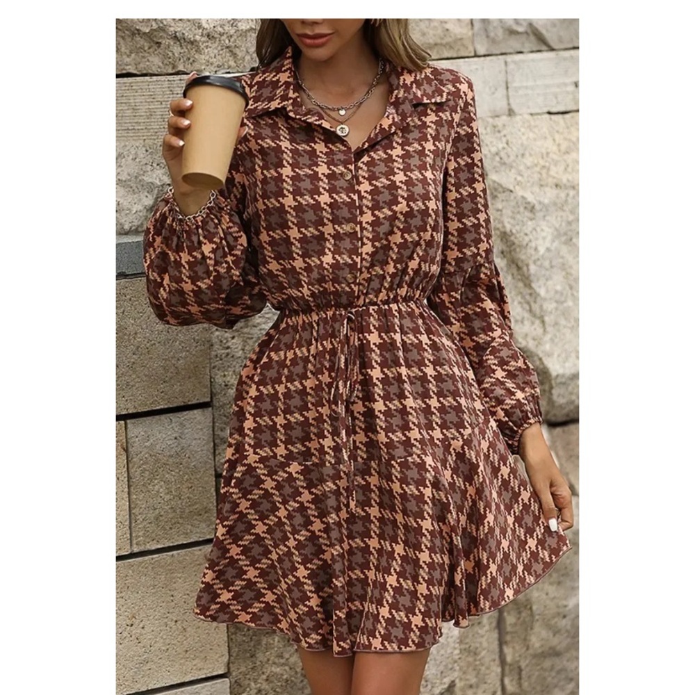 Houndstooth Ruffle Dress